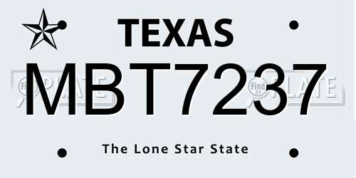 MBT7237 Texas License Plate