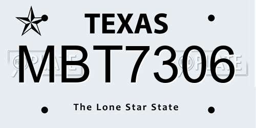 MBT7306 Texas License Plate