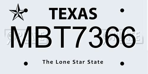 MBT7366 Texas License Plate