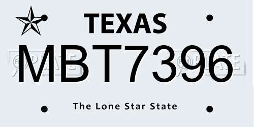MBT7396 Texas License Plate