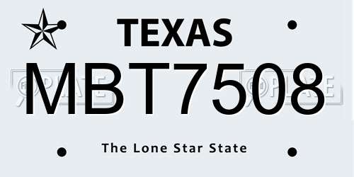 MBT7508 Texas License Plate