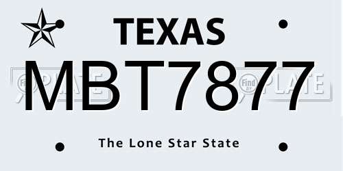 MBT7877 Texas License Plate