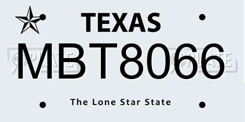 MBT8066 Texas License Plate