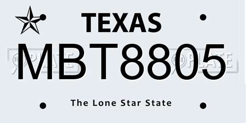 MBT8805 Texas License Plate