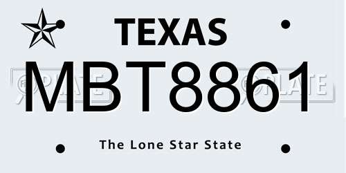 MBT8861 Texas License Plate