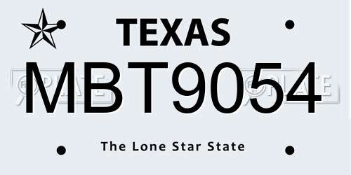 MBT9054 Texas License Plate