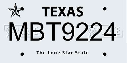 MBT9224 Texas License Plate