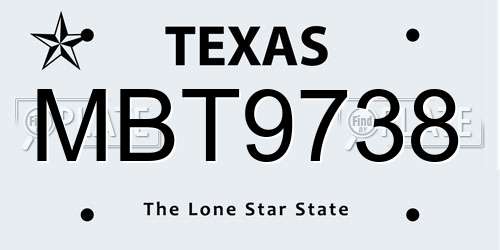 MBT9738 Texas License Plate