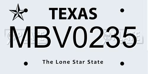 MBV0235 Texas License Plate