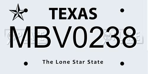 MBV0238 Texas License Plate