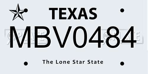 MBV0484 Texas License Plate