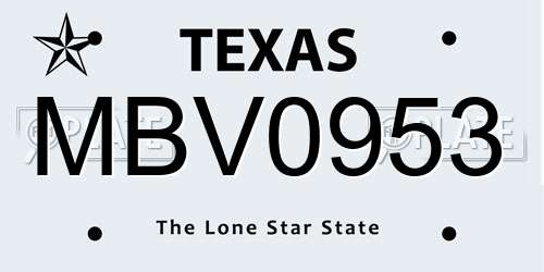 MBV0953 Texas License Plate