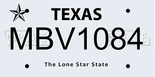 MBV1084 Texas License Plate