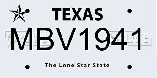 MBV1941 Texas License Plate