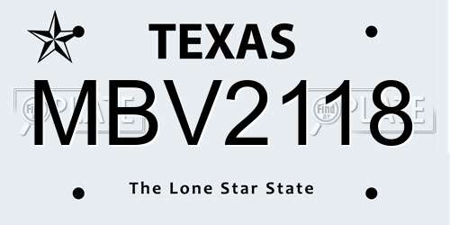 MBV2118 Texas License Plate