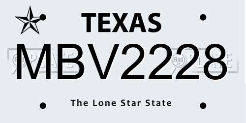 MBV2228 Texas License Plate