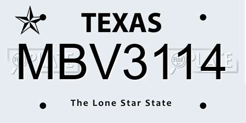 MBV3114 Texas License Plate