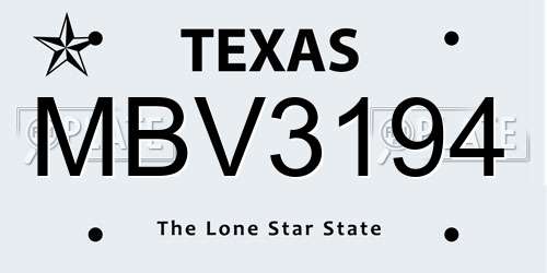 MBV3194 Texas License Plate