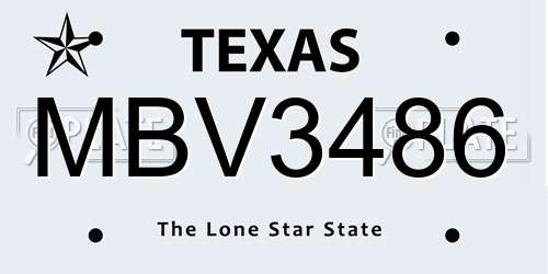 MBV3486 Texas License Plate