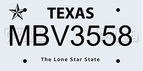 MBV3558 Texas License Plate