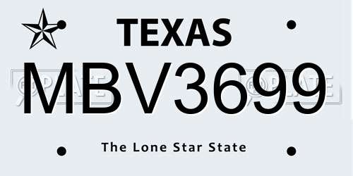 MBV3699 Texas License Plate