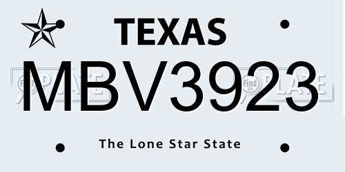 MBV3923 Texas License Plate