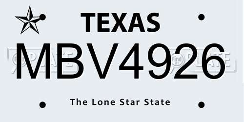 MBV4926 Texas License Plate