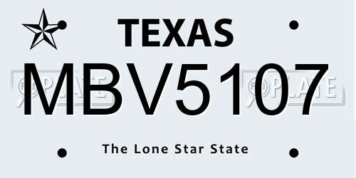 MBV5107 Texas License Plate