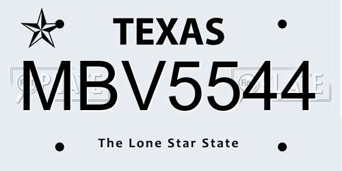 MBV5544 Texas License Plate