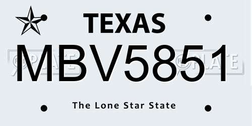 MBV5851 Texas License Plate