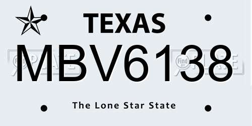MBV6138 Texas License Plate