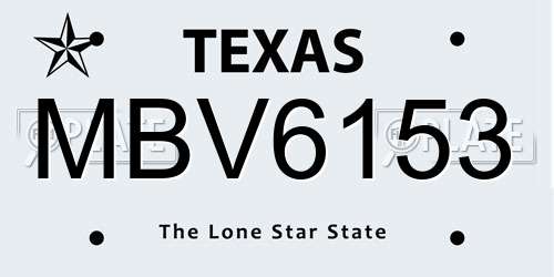 MBV6153 Texas License Plate