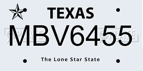 MBV6455 Texas License Plate