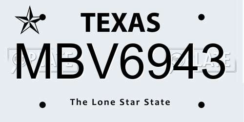 MBV6943 Texas License Plate