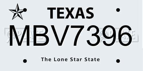 MBV7396 Texas License Plate
