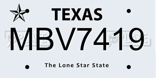 MBV7419 Texas License Plate