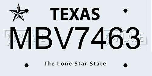 MBV7463 Texas License Plate