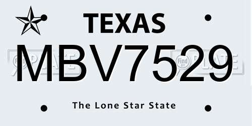 MBV7529 Texas License Plate