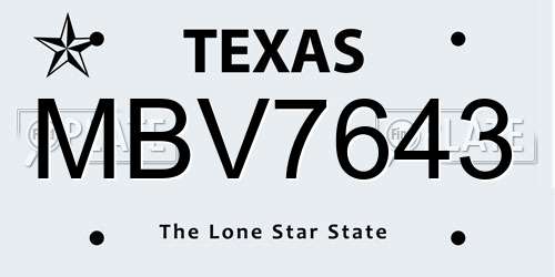 MBV7643 Texas License Plate