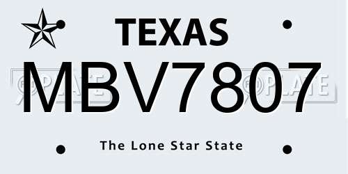 MBV7807 Texas License Plate