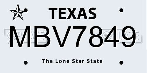 MBV7849 Texas License Plate