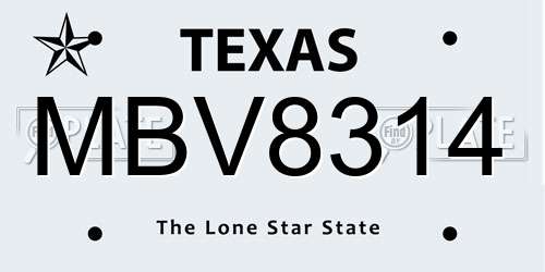 MBV8314 Texas License Plate
