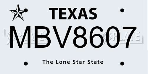 MBV8607 Texas License Plate
