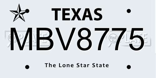 MBV8775 Texas License Plate