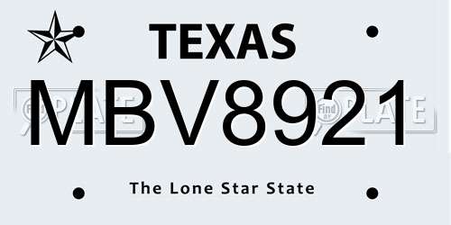 MBV8921 Texas License Plate
