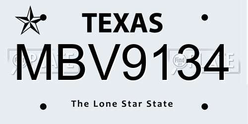 MBV9134 Texas License Plate