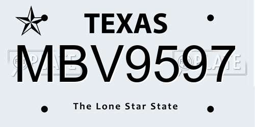 MBV9597 Texas License Plate
