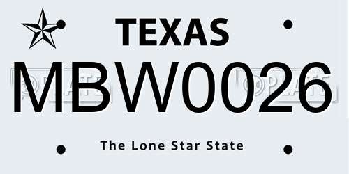 MBW0026 Texas License Plate