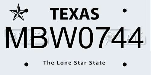 MBW0744 Texas License Plate