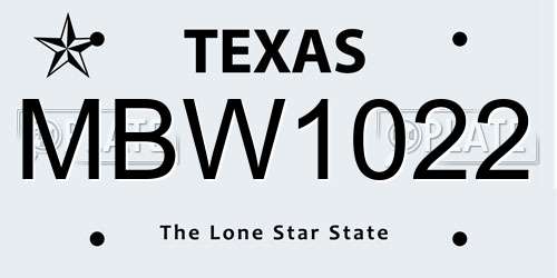 MBW1022 Texas License Plate
